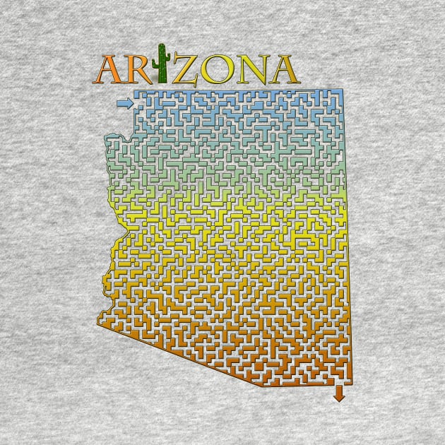 Arizona State Outline Desert Themed Maze & Labyrinth by gorff